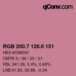 カラーコード: RGB 200.7 128.6 151 | qconv.com