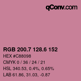 カラーコード: RGB 200.7 128.6 152 | qconv.com
