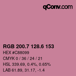 カラーコード: RGB 200.7 128.6 153 | qconv.com