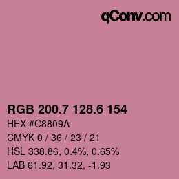 カラーコード: RGB 200.7 128.6 154 | qconv.com