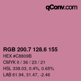 カラーコード: RGB 200.7 128.6 155 | qconv.com