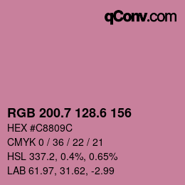 カラーコード: RGB 200.7 128.6 156 | qconv.com