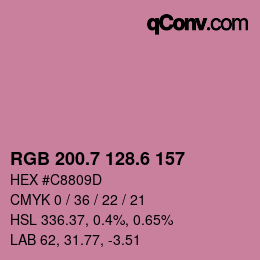 カラーコード: RGB 200.7 128.6 157 | qconv.com