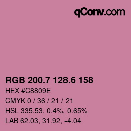 カラーコード: RGB 200.7 128.6 158 | qconv.com