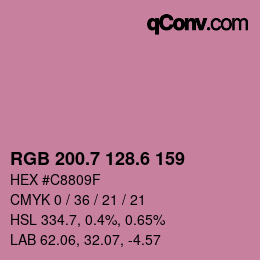 カラーコード: RGB 200.7 128.6 159 | qconv.com