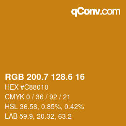 カラーコード: RGB 200.7 128.6 16 | qconv.com
