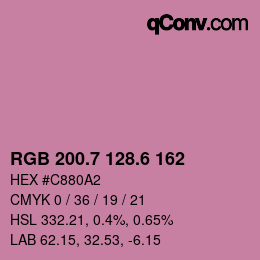 カラーコード: RGB 200.7 128.6 162 | qconv.com