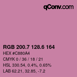 カラーコード: RGB 200.7 128.6 164 | qconv.com