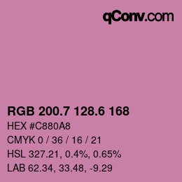 カラーコード: RGB 200.7 128.6 168 | qconv.com