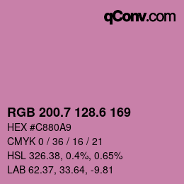 カラーコード: RGB 200.7 128.6 169 | qconv.com