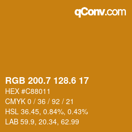 カラーコード: RGB 200.7 128.6 17 | qconv.com