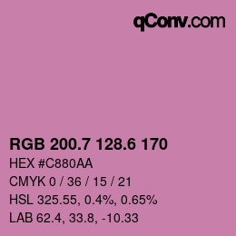 カラーコード: RGB 200.7 128.6 170 | qconv.com