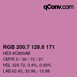 カラーコード: RGB 200.7 128.6 171 | qconv.com