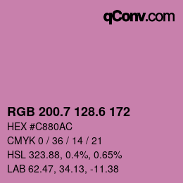 カラーコード: RGB 200.7 128.6 172 | qconv.com