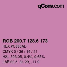 カラーコード: RGB 200.7 128.6 173 | qconv.com