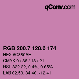 カラーコード: RGB 200.7 128.6 174 | qconv.com