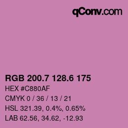 カラーコード: RGB 200.7 128.6 175 | qconv.com