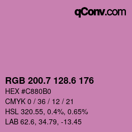 カラーコード: RGB 200.7 128.6 176 | qconv.com
