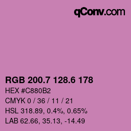 カラーコード: RGB 200.7 128.6 178 | qconv.com