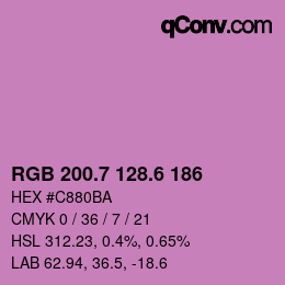 カラーコード: RGB 200.7 128.6 186 | qconv.com