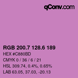 カラーコード: RGB 200.7 128.6 189 | qconv.com