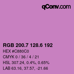 カラーコード: RGB 200.7 128.6 192 | qconv.com