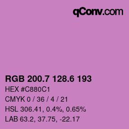 カラーコード: RGB 200.7 128.6 193 | qconv.com