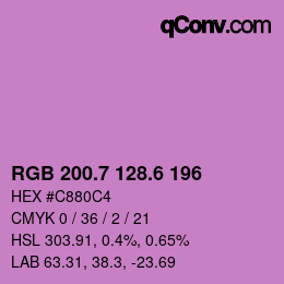 カラーコード: RGB 200.7 128.6 196 | qconv.com
