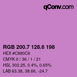 カラーコード: RGB 200.7 128.6 198 | qconv.com