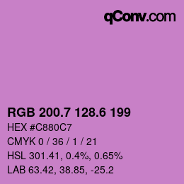 カラーコード: RGB 200.7 128.6 199 | qconv.com