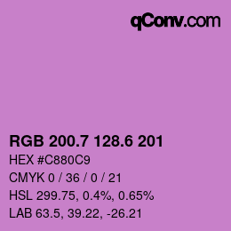 カラーコード: RGB 200.7 128.6 201 | qconv.com