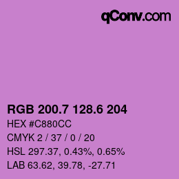 カラーコード: RGB 200.7 128.6 204 | qconv.com