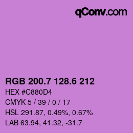 カラーコード: RGB 200.7 128.6 212 | qconv.com