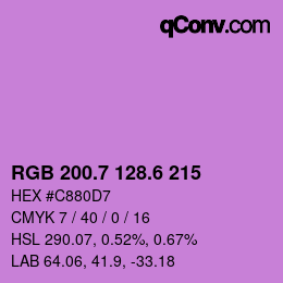 カラーコード: RGB 200.7 128.6 215 | qconv.com