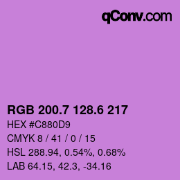カラーコード: RGB 200.7 128.6 217 | qconv.com