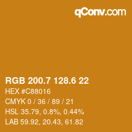カラーコード: RGB 200.7 128.6 22 | qconv.com