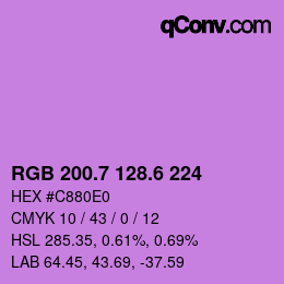 カラーコード: RGB 200.7 128.6 224 | qconv.com