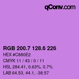カラーコード: RGB 200.7 128.6 226 | qconv.com