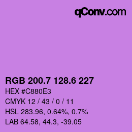 カラーコード: RGB 200.7 128.6 227 | qconv.com