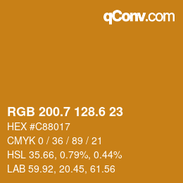 カラーコード: RGB 200.7 128.6 23 | qconv.com