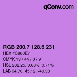 カラーコード: RGB 200.7 128.6 231 | qconv.com