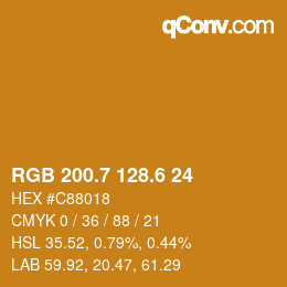 カラーコード: RGB 200.7 128.6 24 | qconv.com