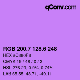 カラーコード: RGB 200.7 128.6 248 | qconv.com