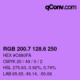 カラーコード: RGB 200.7 128.6 250 | qconv.com