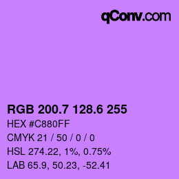 カラーコード: RGB 200.7 128.6 255 | qconv.com