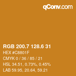 カラーコード: RGB 200.7 128.6 31 | qconv.com