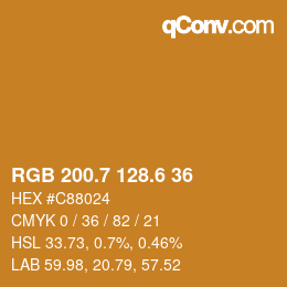 カラーコード: RGB 200.7 128.6 36 | qconv.com