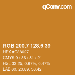 カラーコード: RGB 200.7 128.6 39 | qconv.com