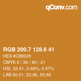 カラーコード: RGB 200.7 128.6 41 | qconv.com
