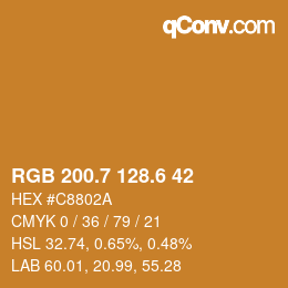 カラーコード: RGB 200.7 128.6 42 | qconv.com